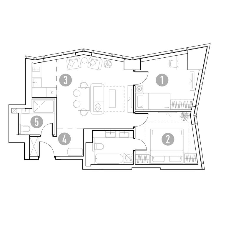 1-BD Apartment Sale, 60.61 sq. m. at UNO.Gorbunova, Gorbunova Street, 27, Moscow, Russia #2