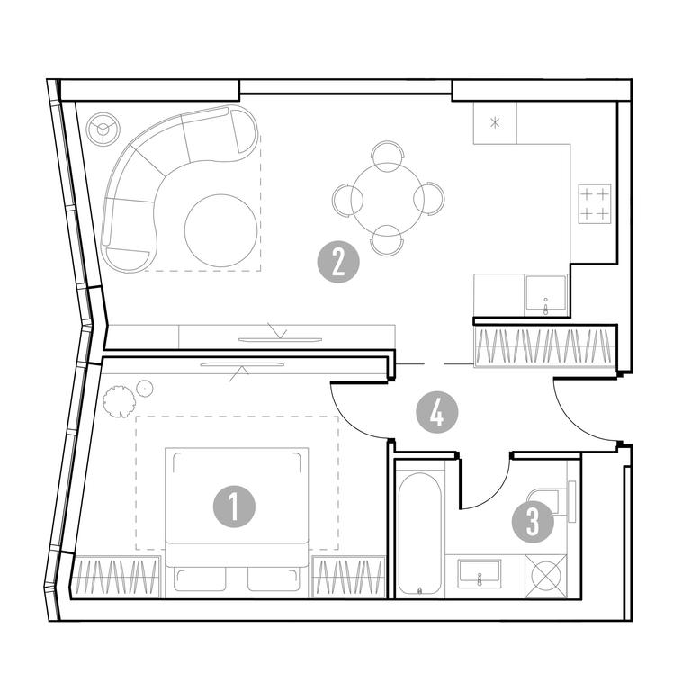 1-BD Apartment Sale, 48.73 sq. m. at UNO.Gorbunova, Gorbunova Street, 27, Moscow, Russia #2