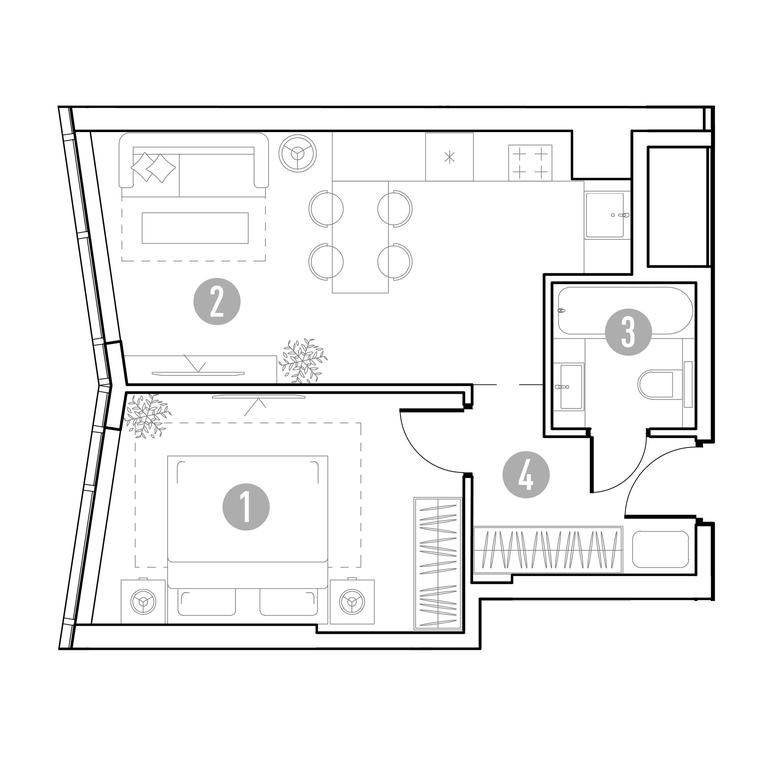 1-BD Apartment Sale, 40.62 sq. m. at UNO.Gorbunova, Gorbunova Street, 27, Moscow, Russia #2