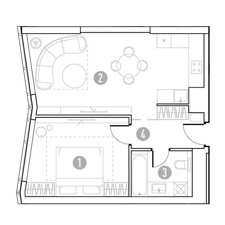 1-BD Apartment Sale, 48.79 sq. m. at UNO.Gorbunova, Gorbunova Street, 27, Moscow, Russia #2