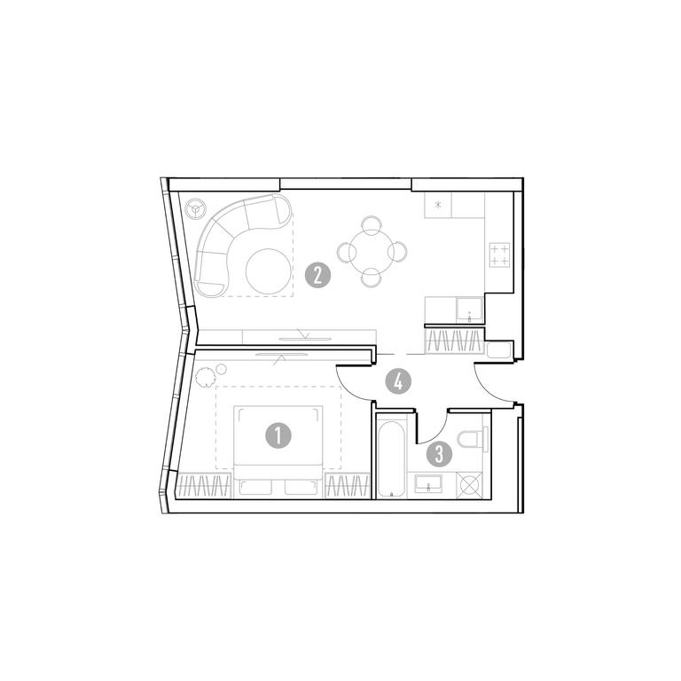 1-BD Apartment Sale, 48.79 sq. m. at UNO.Gorbunova, Gorbunova Street, 27, Moscow, Russia #1