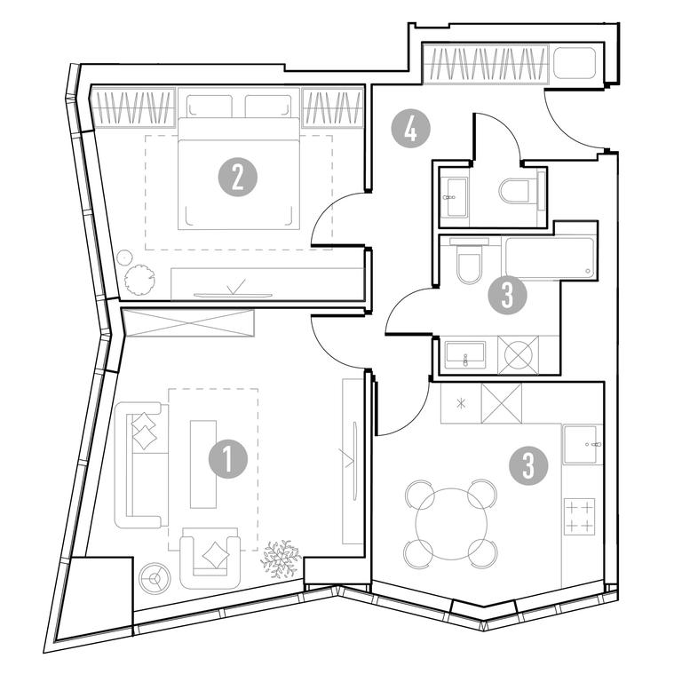 1-BD Apartment Sale, 53.12 sq. m. at UNO.Gorbunova, Gorbunova Street, 27, Moscow, Russia #2