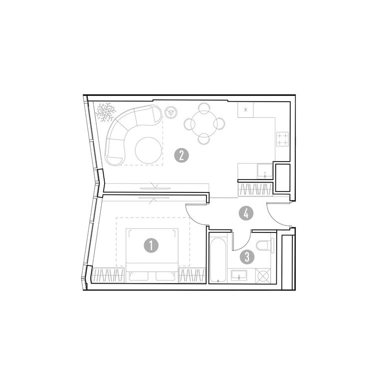 1-BD Apartment Sale, 48.68 sq. m. at UNO.Gorbunova, Gorbunova Street, 27, Moscow, Russia #1