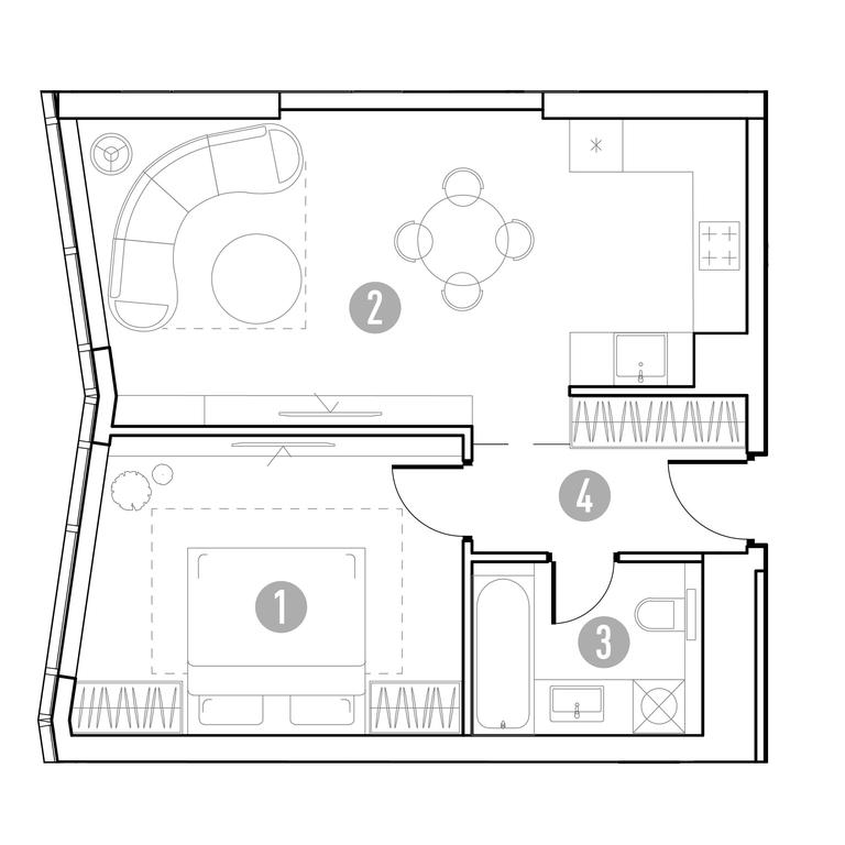 1-BD Apartment Sale, 48.89 sq. m. at UNO.Gorbunova, Gorbunova Street, 27, Moscow, Russia #2