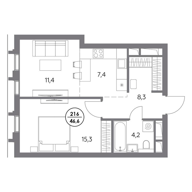 Продажа 2-комн. квартиры, 46,6 м² в ЖК «Дом56», улица Фридриха Энгельса, 56с1, Москва, Россия #1 Продажа 2-комн. квартиры, 46,6 м² в ЖК «Дом56», улица Фридриха Энгельса, 56с1, Москва, Россия #1