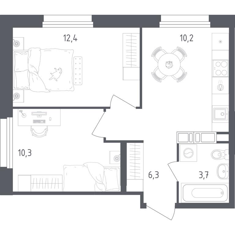 1-BD Apartment Sale, 42.9平方米 at Olhovy Kvartal, 5-ya ulitsa Lesnyye Polyany, posyolok Gazoprovod, Sosenskoye Settlement, Moscow, Russia #1 1-BD Apartment Sale, 42.9平方米 at Olhovy Kvartal, 5-ya ulitsa Lesnyye Polyany, posyolok Gazoprovod, Sosenskoye Settlement, Moscow, Russia #1