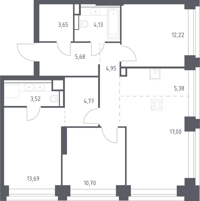 2-BD Apartment Sale, 85.69 sq. m. at Nova, Bratyev Fonchenko Street, вл21, Moscow, Russia #1 2-BD Apartment Sale, 85.69 sq. m. at Nova, Bratyev Fonchenko Street, вл21, Moscow, Russia #1