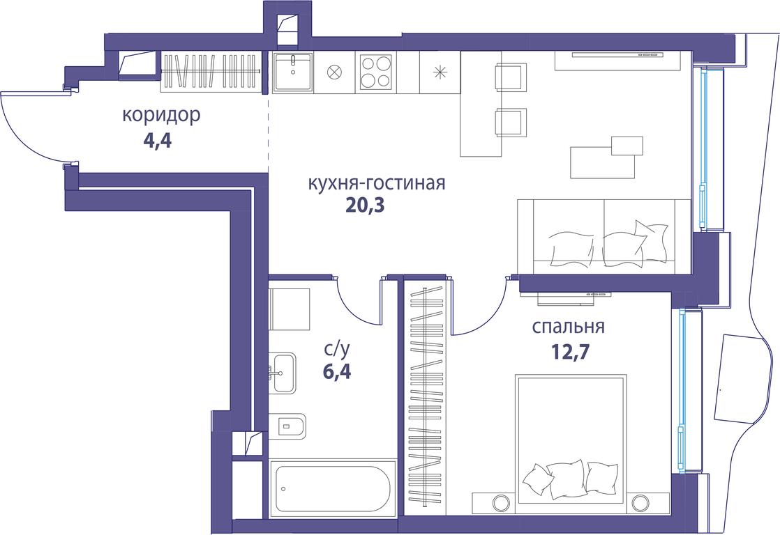 Продажа 1-комн. квартиры, 43,8 м² в ЖК «Символ», проезд Невельского, 6к1, Москва, Россия #1 Продажа 1-комн. квартиры, 43,8 м² в ЖК «Символ», проезд Невельского, 6к1, Москва, Россия #1