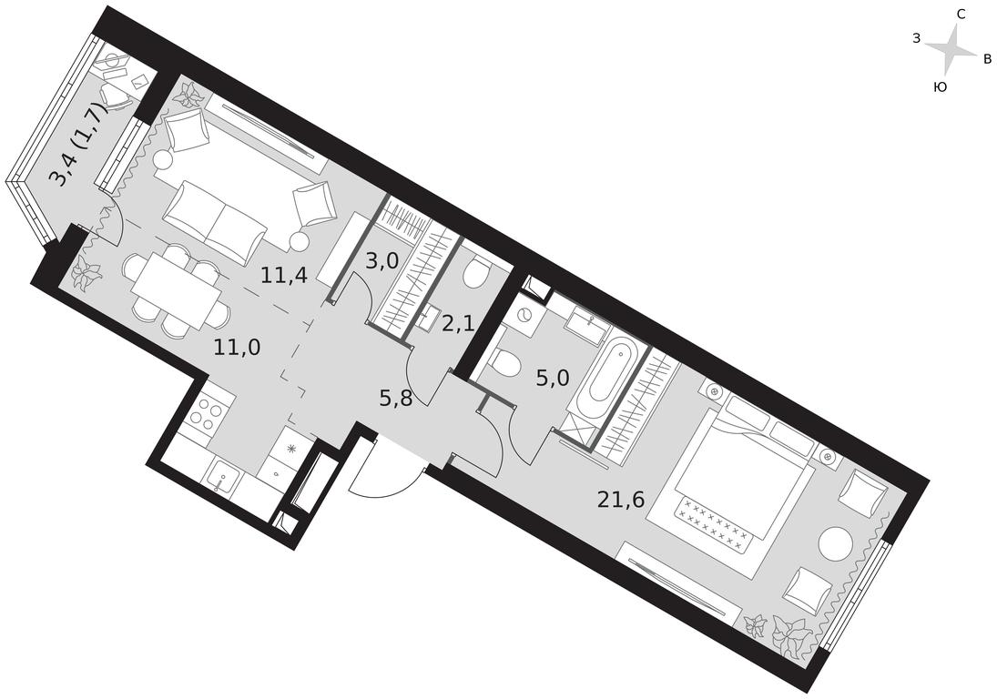 2-BD Apartment Sale, 72 sq. m. at Arkhitektor, Akademika Volgina Street, 2Д, Moscow, Russia #1 2-BD Apartment Sale, 72 sq. m. at Arkhitektor, Akademika Volgina Street, 2Д, Moscow, Russia #1