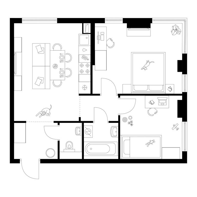 2-BD Apartment Sale, 55.4 sq. m. at Kronshtadtskiy 9, Kronshtadtsky Boulevard, 9с21, Moscow, Russia #1