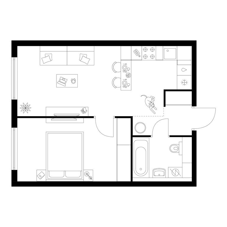 1-BD Apartment Sale, 42 sq. m. at Kronshtadtskiy 9, Kronshtadtsky Boulevard, 9с21, Moscow, Russia #1