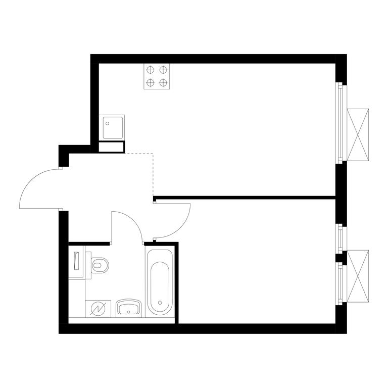 1-BD Apartment Sale, 33.7平方米 at Vtoroy Nagatinskiy, 2nd Nagatinsky Drive, 2к1, Moscow, Russia #1