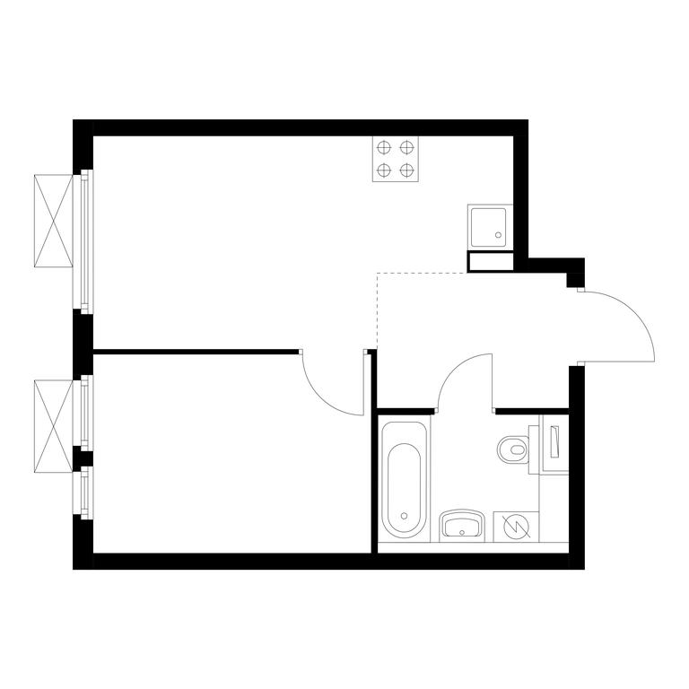 1-BD Apartment Sale, 30.5平方米 at Vtoroy Nagatinskiy, 2nd Nagatinsky Drive, 2к1, Moscow, Russia #1