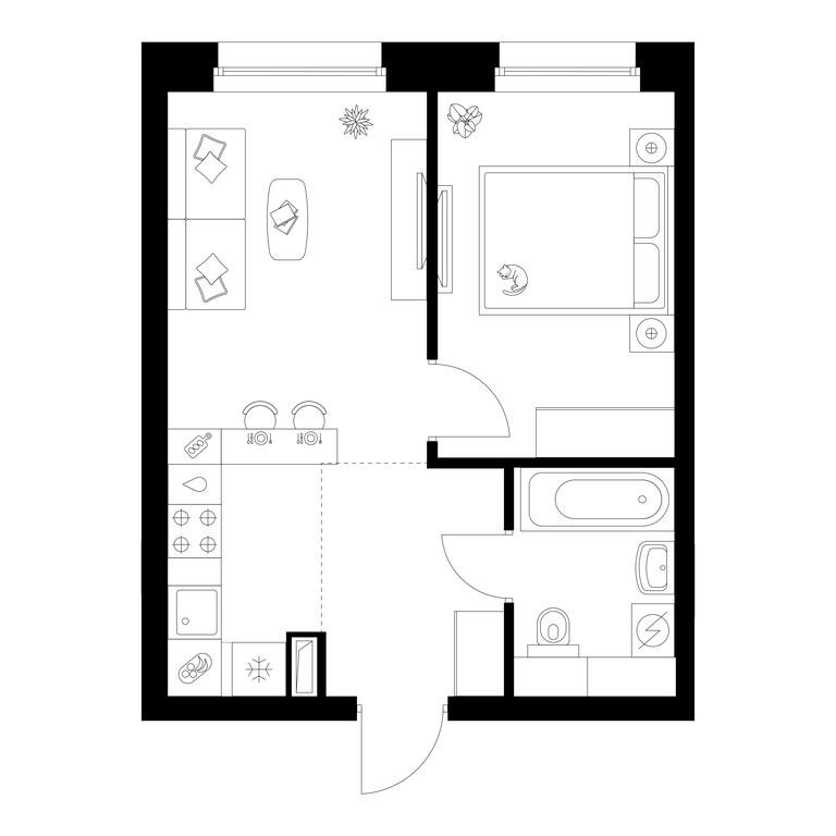 1-BD Apartment Sale, 35 sq. m. at Polar, Polyarnaya Street, 39Б, Moscow, Russia #2