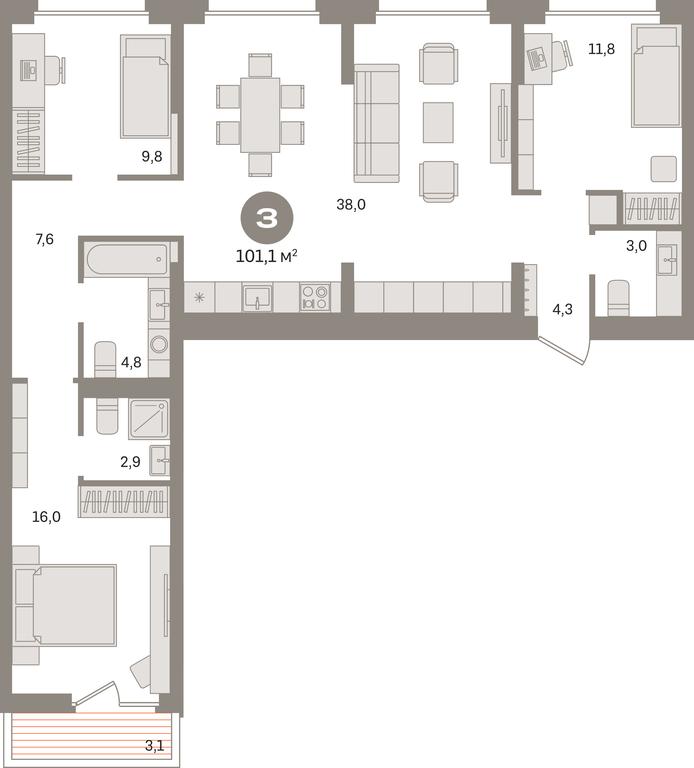 3-BD Apartment Sale, 101.1 sq. m. at Pervy kvartal, Kalinovaya ulitsa, derevnya Sapronovo, Leninskiy City District, Moscow Region, Russia #1 3-BD Apartment Sale, 101.1 sq. m. at Pervy kvartal, Kalinovaya ulitsa, derevnya Sapronovo, Leninskiy City District, Moscow Region, Russia #1
