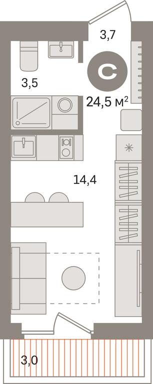 Apartment Sale, 24.5 sq. m. at Pervy kvartal, Kalinovaya ulitsa, derevnya Sapronovo, Leninskiy City District, Moscow Region, Russia #1