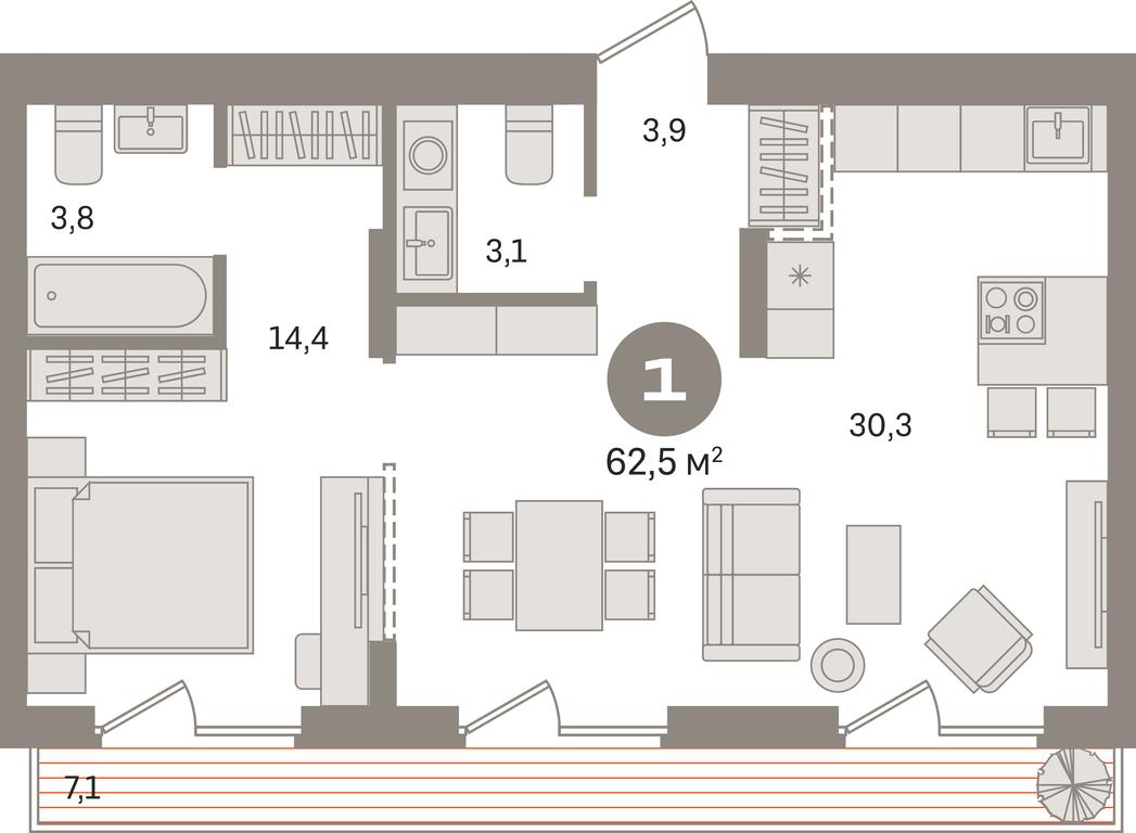 1-BD Apartment Sale, 62.5平方米 at Pervy kvartal, Kalinovaya ulitsa, derevnya Sapronovo, Leninskiy City District, Moscow Region, Russia #1 1-BD Apartment Sale, 62.5平方米 at Pervy kvartal, Kalinovaya ulitsa, derevnya Sapronovo, Leninskiy City District, Moscow Region, Russia #1