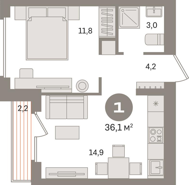1-BD Apartment Sale, 36.1平方米 at Pervy kvartal, Kalinovaya ulitsa, derevnya Sapronovo, Leninskiy City District, Moscow Region, Russia #1 1-BD Apartment Sale, 36.1平方米 at Pervy kvartal, Kalinovaya ulitsa, derevnya Sapronovo, Leninskiy City District, Moscow Region, Russia #1