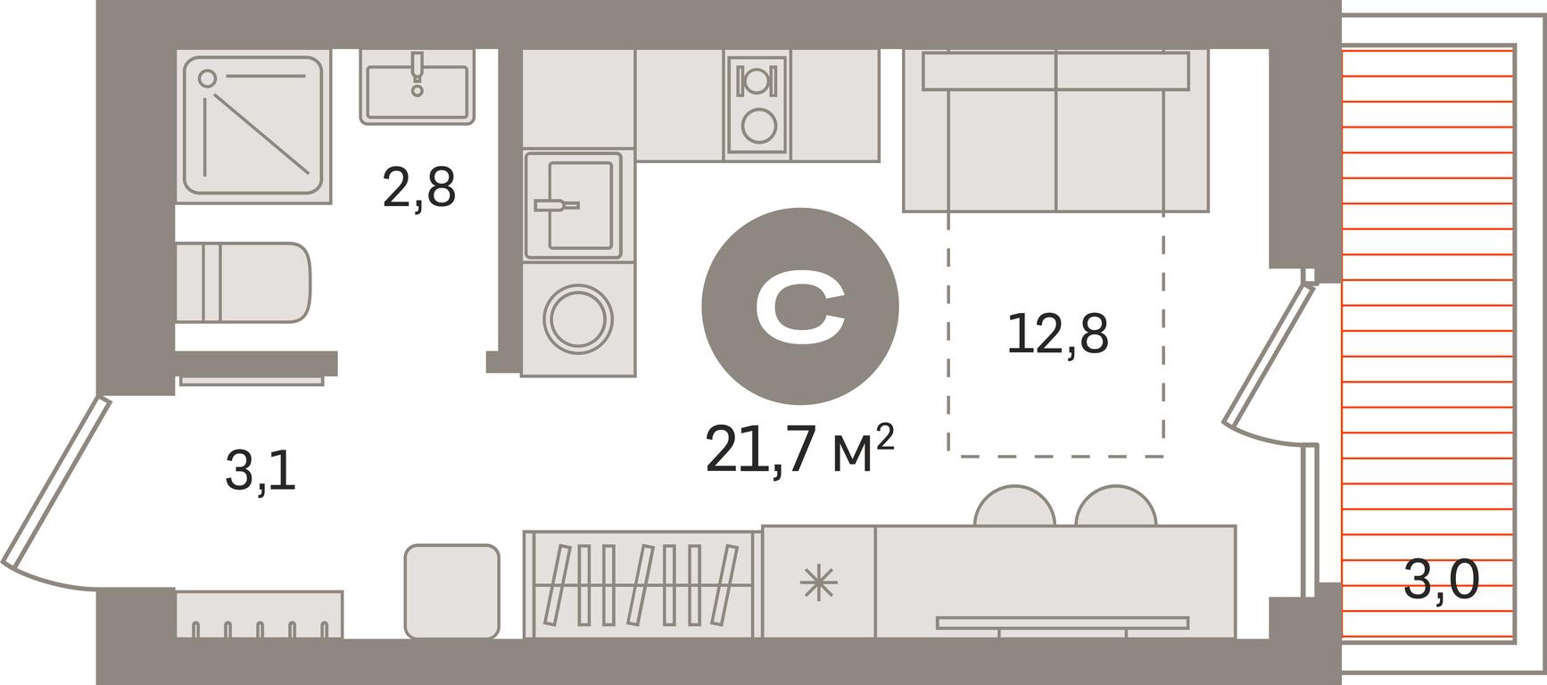 Apartment Sale, 21.7 sq. m. at Pervy kvartal, Kalinovaya ulitsa, derevnya Sapronovo, Leninskiy City District, Moscow Region, Russia #1