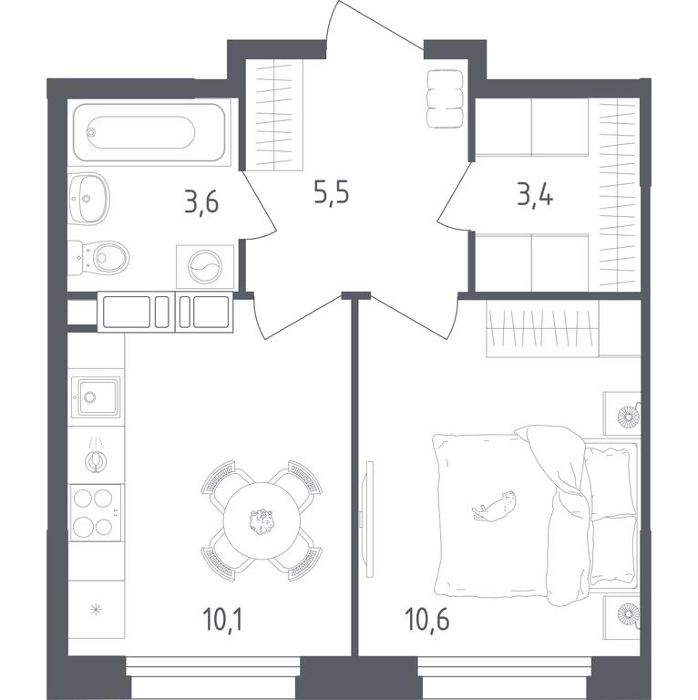 Apartment Sale, 33.2平方米 at Olhovy Kvartal, 5-ya ulitsa Lesnyye Polyany, posyolok Gazoprovod, Sosenskoye Settlement, Moscow, Russia #1 Apartment Sale, 33.2平方米 at Olhovy Kvartal, 5-ya ulitsa Lesnyye Polyany, posyolok Gazoprovod, Sosenskoye Settlement, Moscow, Russia #1