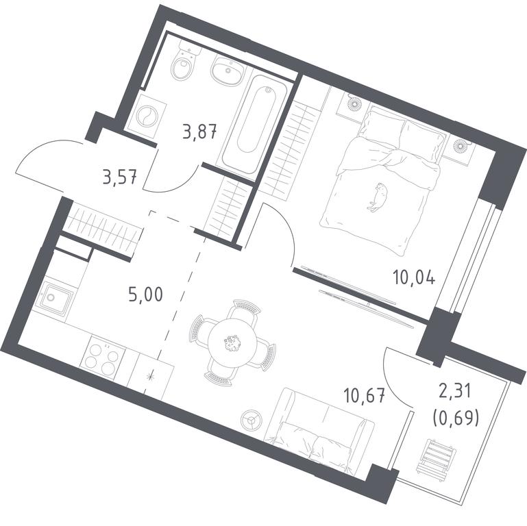 Apartment Sale, 33.84 sq. m. at Kvartal Zapadnyj, kvartal № 76, Marushkinskoye Settlement, Moscow, Russia #1 Apartment Sale, 33.84 sq. m. at Kvartal Zapadnyj, kvartal № 76, Marushkinskoye Settlement, Moscow, Russia #1