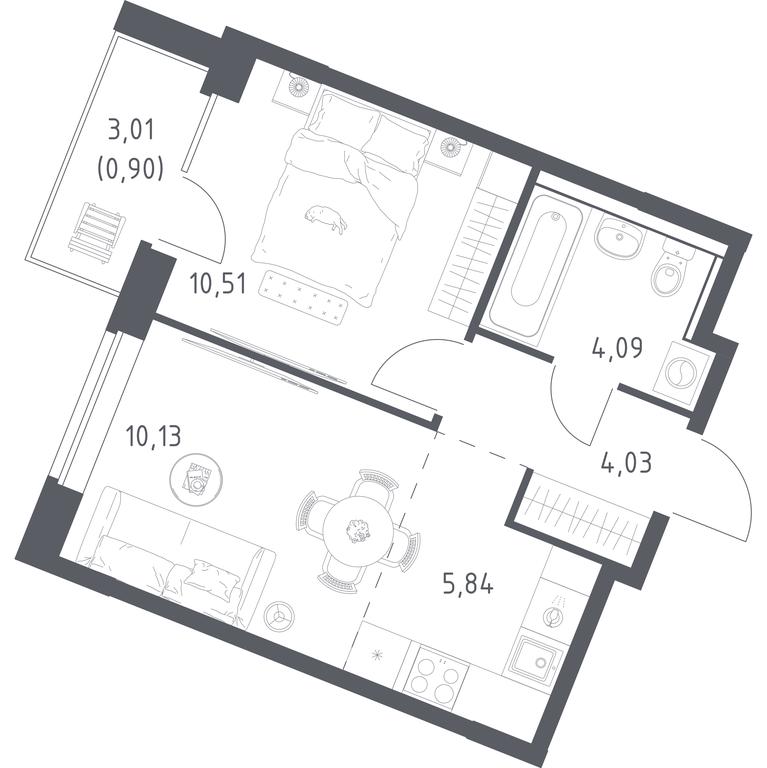 Apartment Sale, 35.5 sq. m. at Kvartal Zapadnyj, kvartal № 76, Marushkinskoye Settlement, Moscow, Russia #1 Apartment Sale, 35.5 sq. m. at Kvartal Zapadnyj, kvartal № 76, Marushkinskoye Settlement, Moscow, Russia #1