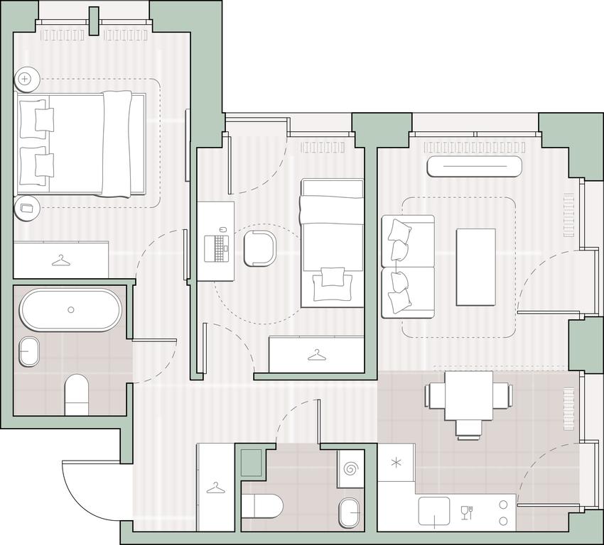 2-BD Apartment Sale, 52.2平方米 at Sreda na Lobachevskogo, Ochakovskoye Highway, Moscow, Russia #1