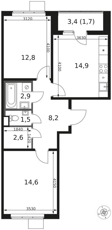 2-BD Apartment Sale, 59.2平方米 at 1 Himkinskij, zhiloy kompleks 1-y Khimkinskiy, kvartal Mezhdunarodny, mikrorayon Klyazma-Starbeyevo, Khimki, Moscow Region, Russia #2 2-BD Apartment Sale, 59.2平方米 at 1 Himkinskij, zhiloy kompleks 1-y Khimkinskiy, kvartal Mezhdunarodny, mikrorayon Klyazma-Starbeyevo, Khimki, Moscow Region, Russia #2