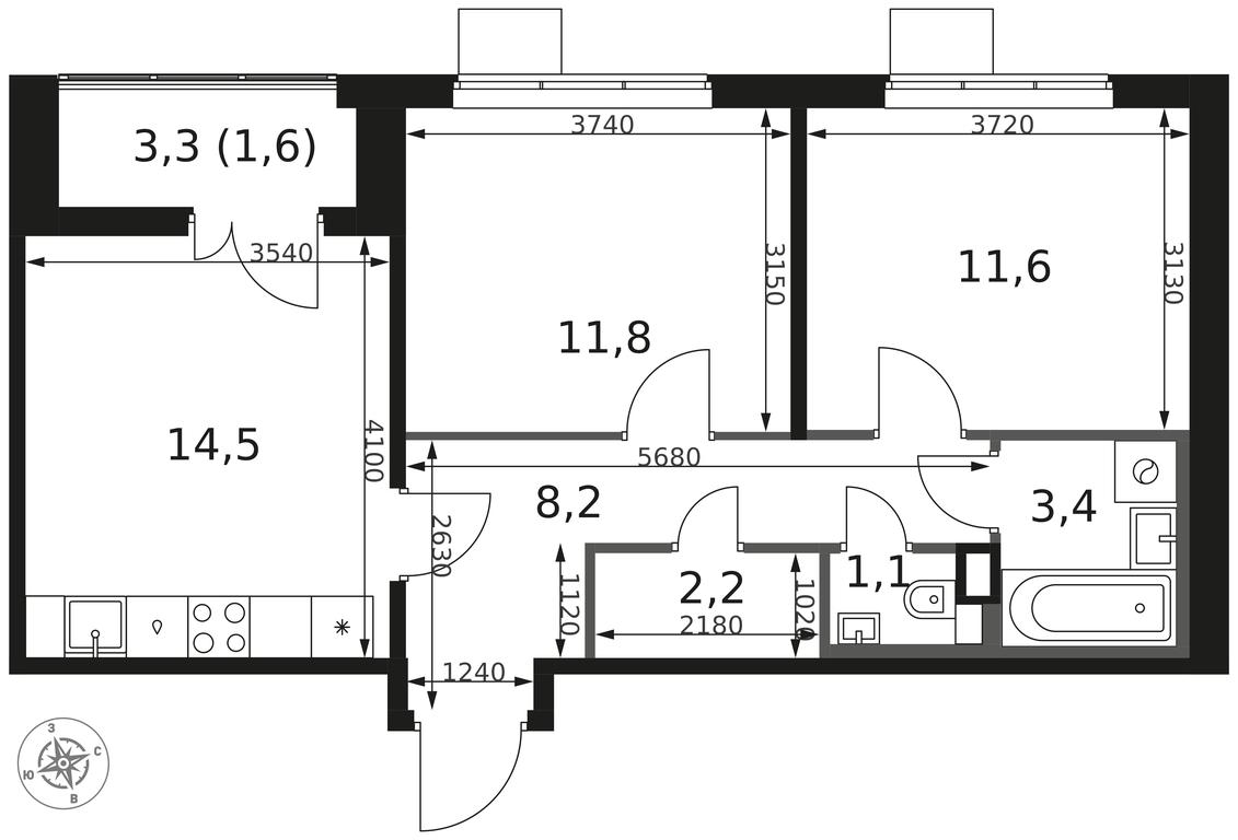 2-BD Apartment Sale, 54.4 sq. m. at 1 Himkinskij, zhiloy kompleks 1-y Khimkinskiy, kvartal Mezhdunarodny, mikrorayon Klyazma-Starbeyevo, Khimki, Moscow Region, Russia #2 2-BD Apartment Sale, 54.4 sq. m. at 1 Himkinskij, zhiloy kompleks 1-y Khimkinskiy, kvartal Mezhdunarodny, mikrorayon Klyazma-Starbeyevo, Khimki, Moscow Region, Russia #2