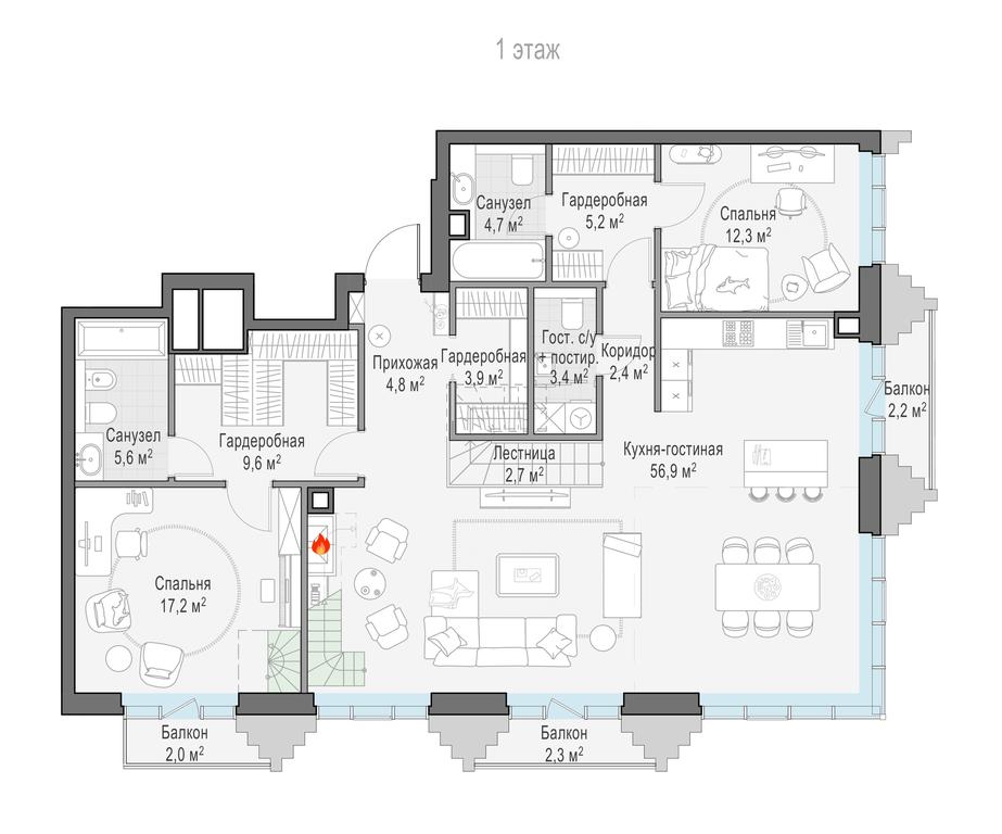 3-BD Apartment Sale, 179.9 sq. m. at Tishinskiy bulvar, Gruzinsky Val Street, 10, Moscow, Russia #1