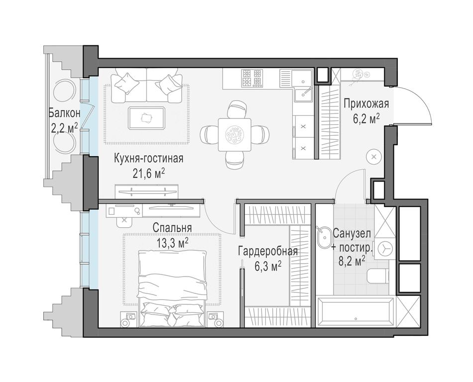 1-BD Apartment Sale, 56平方米 at Tishinskiy bulvar, Gruzinsky Val Street, 10, Moscow, Russia #1 1-BD Apartment Sale, 56平方米 at Tishinskiy bulvar, Gruzinsky Val Street, 10, Moscow, Russia #1