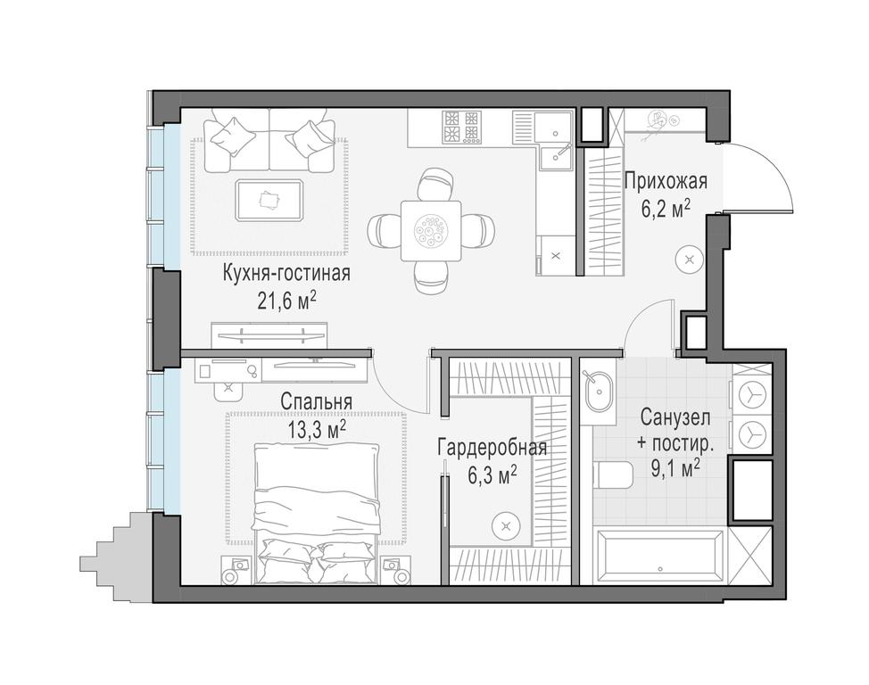 1-BD Apartment Sale, 56.3平方米 at Tishinskiy bulvar, Gruzinsky Val Street, 10, Moscow, Russia #1 1-BD Apartment Sale, 56.3平方米 at Tishinskiy bulvar, Gruzinsky Val Street, 10, Moscow, Russia #1