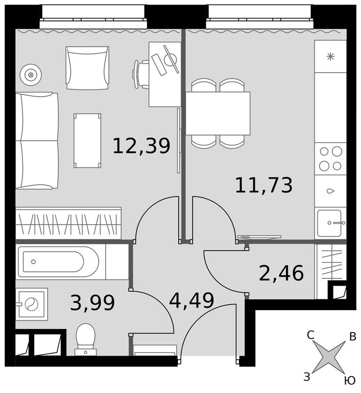 1-BD Apartment Sale, 35.06 sq. m. at Dvizhenie. Govorovo, Центральная улица, 47, деревня Говорово, поселение Московский, Москва, Россия #1