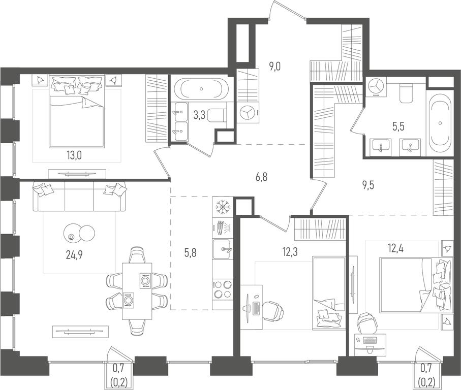 3-BD Apartment Sale, 102.9平方米 at Pave, 2nd Paveletsky Drive, Moscow, Russia #2 3-BD Apartment Sale, 102.9平方米 at Pave, 2nd Paveletsky Drive, Moscow, Russia #2