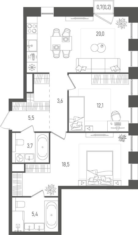 2-BD Apartment Sale, 69平方米 at Pave, 2nd Paveletsky Drive, Moscow, Russia #1 2-BD Apartment Sale, 69平方米 at Pave, 2nd Paveletsky Drive, Moscow, Russia #1