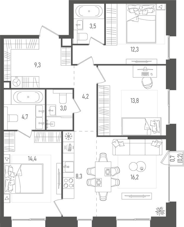 3-BD Apartment Sale, 89.9平方米 at Pave, 2nd Paveletsky Drive, Moscow, Russia #1 3-BD Apartment Sale, 89.9平方米 at Pave, 2nd Paveletsky Drive, Moscow, Russia #1