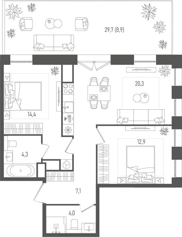 2-BD Apartment Sale, 71.9平方米 at Pave, 2nd Paveletsky Drive, Moscow, Russia #1 2-BD Apartment Sale, 71.9平方米 at Pave, 2nd Paveletsky Drive, Moscow, Russia #1