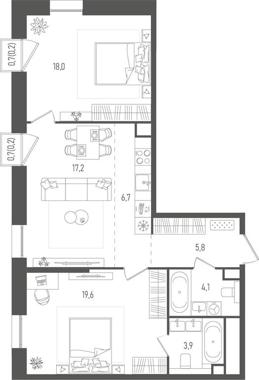 2-BD Apartment Sale, 75.7平方米 at Pave, 2nd Paveletsky Drive, Moscow, Russia #1 2-BD Apartment Sale, 75.7平方米 at Pave, 2nd Paveletsky Drive, Moscow, Russia #1