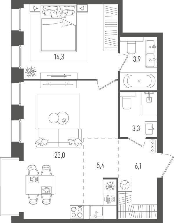 1-BD Apartment Sale, 56平方米 at Pave, 2nd Paveletsky Drive, Moscow, Russia #1 1-BD Apartment Sale, 56平方米 at Pave, 2nd Paveletsky Drive, Moscow, Russia #1