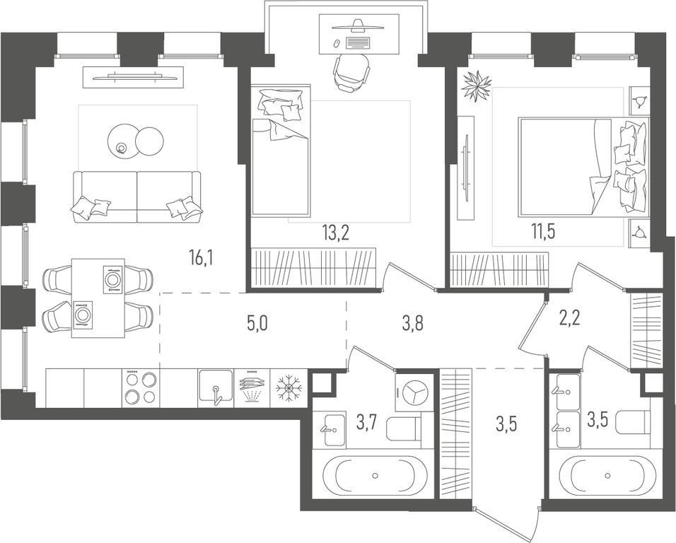 2-BD Apartment Sale, 62.5平方米 at Pave, 2nd Paveletsky Drive, Moscow, Russia #1 2-BD Apartment Sale, 62.5平方米 at Pave, 2nd Paveletsky Drive, Moscow, Russia #1