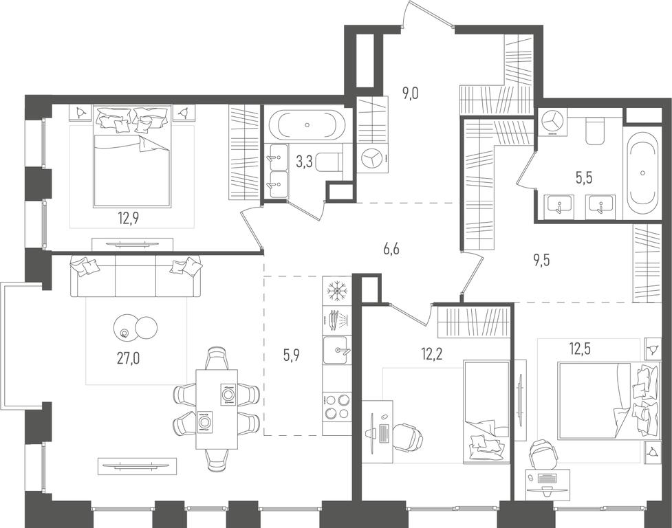 3-BD Apartment Sale, 104.4平方米 at Pave, 2nd Paveletsky Drive, Moscow, Russia #2 3-BD Apartment Sale, 104.4平方米 at Pave, 2nd Paveletsky Drive, Moscow, Russia #2