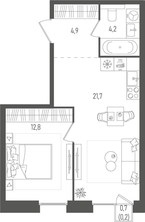 1-BD Apartment Sale, 43.8平方米 at Pave, 2nd Paveletsky Drive, Moscow, Russia #2 1-BD Apartment Sale, 43.8平方米 at Pave, 2nd Paveletsky Drive, Moscow, Russia #2