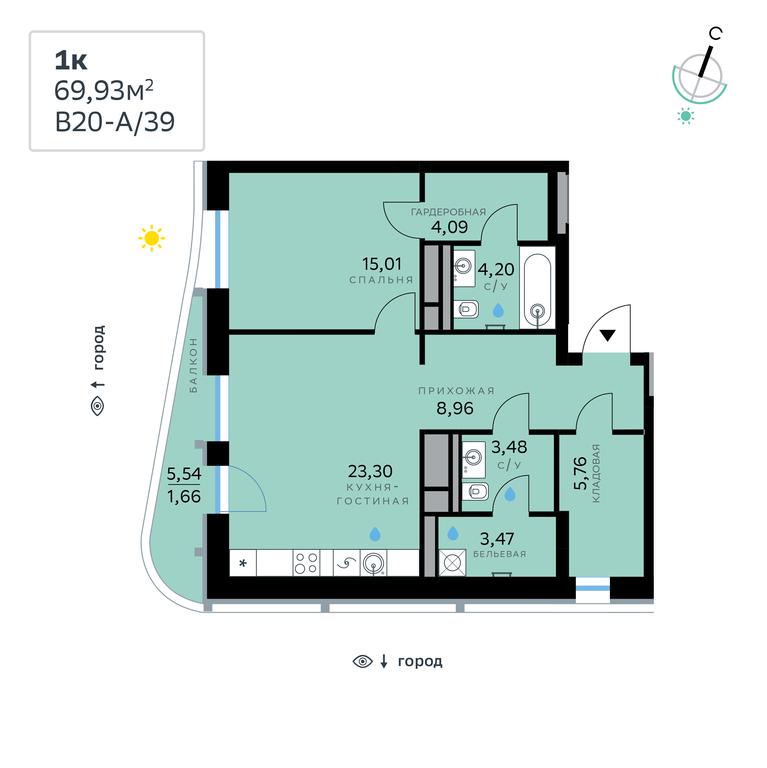 1-BD Apartment Sale, 69.93 sq. m. at SberCity, zhiloy kompleks Sbersiti, Rublyovo-Arkhangelskoye Microdistrict, Moscow, Russia #2