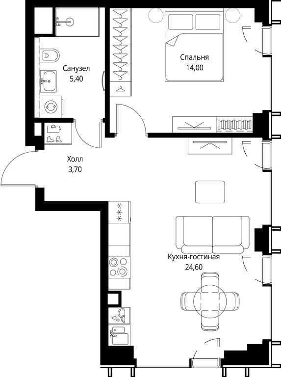 1-BD Apartment Sale, 47.7平方米 at VEER, Vereyskaya Street, Moscow, Russia #1 1-BD Apartment Sale, 47.7平方米 at VEER, Vereyskaya Street, Moscow, Russia #1