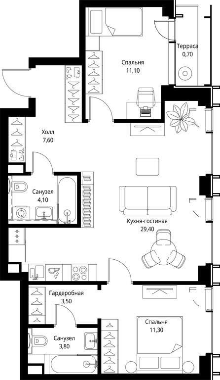 2-BD Apartment Sale, 71.5 sq. m. at VEER, Vereyskaya Street, Moscow, Russia #1 2-BD Apartment Sale, 71.5 sq. m. at VEER, Vereyskaya Street, Moscow, Russia #1
