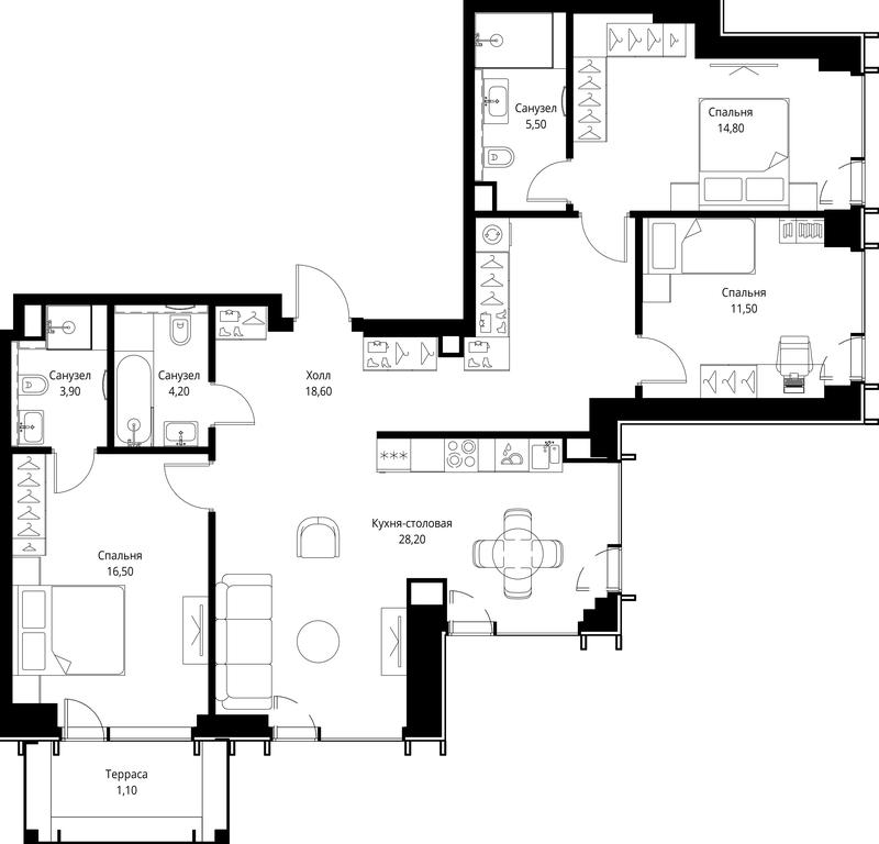 3-BD Apartment Sale, 104.3平方米 at VEER, Vereyskaya Street, Moscow, Russia #1