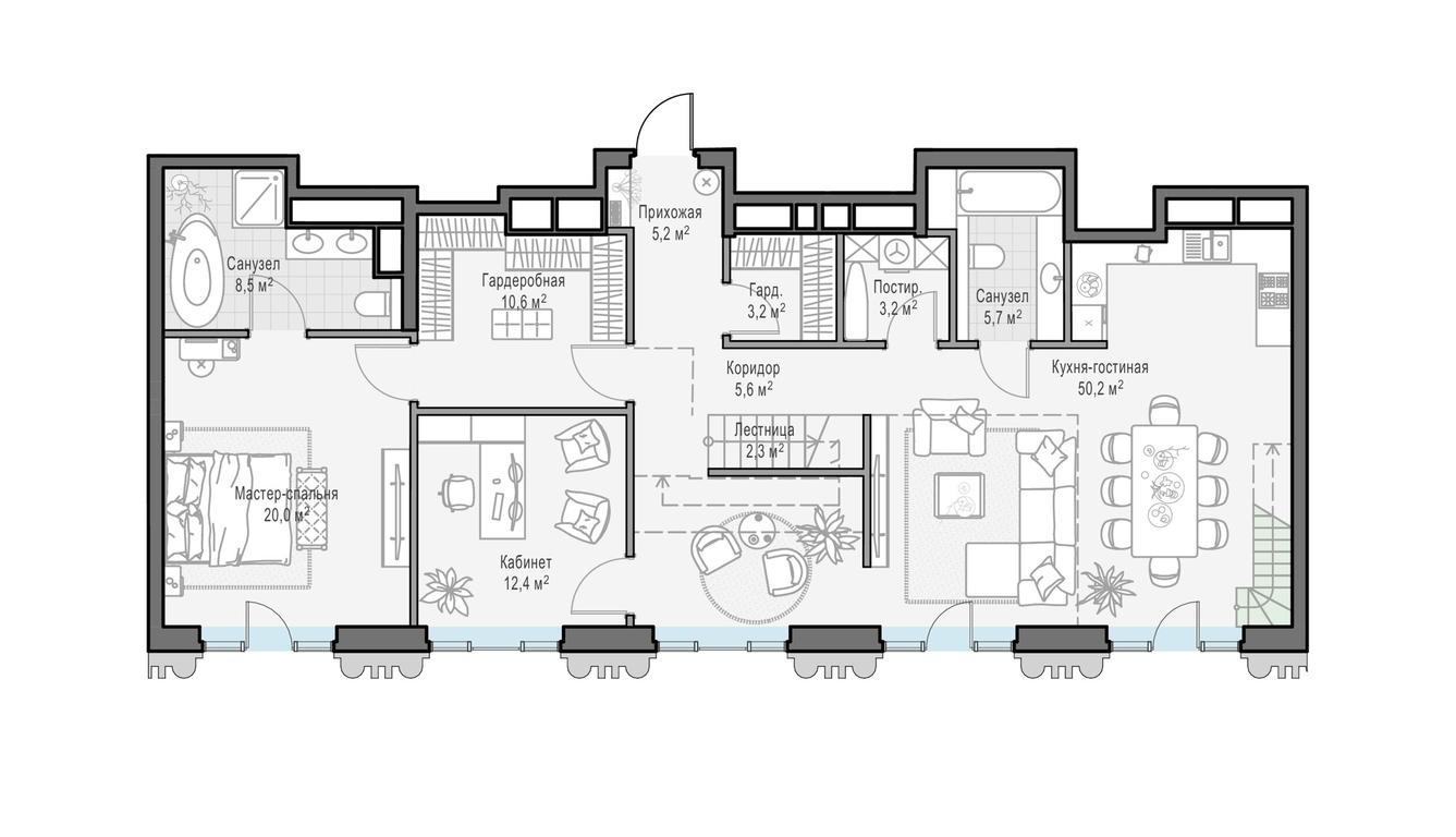 3-BD Apartment Sale, 126.9 sq. m. at Tishinskiy bulvar, Gruzinsky Val Street, 10, Moscow, Russia #1