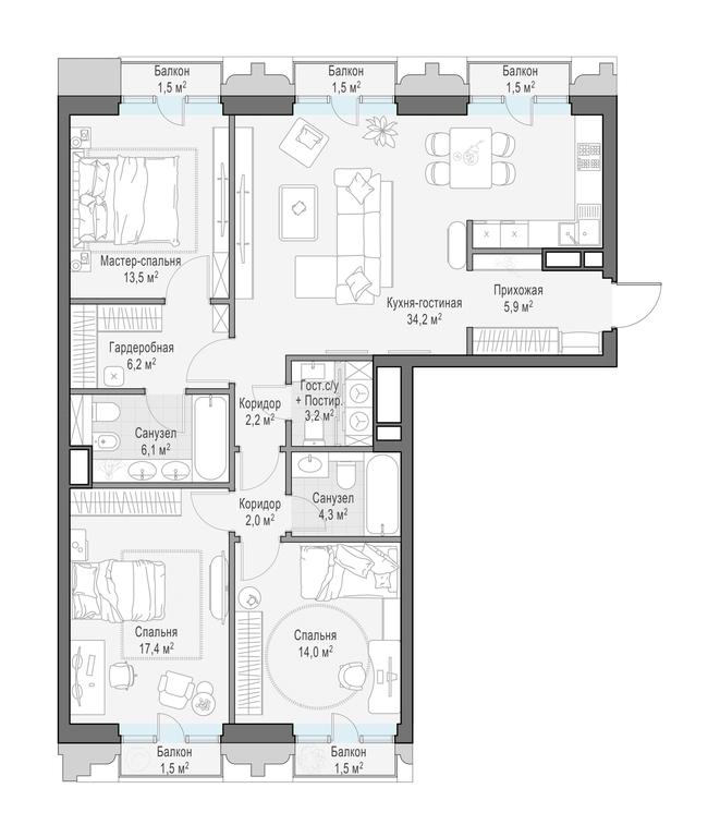 2-BD Apartment Sale, 114.1 sq. m. at Tishinskiy bulvar, Gruzinsky Val Street, 10, Moscow, Russia #1 2-BD Apartment Sale, 114.1 sq. m. at Tishinskiy bulvar, Gruzinsky Val Street, 10, Moscow, Russia #1