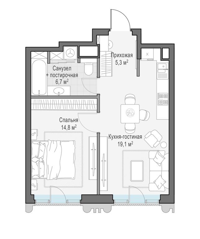 1-BD Apartment Sale, 45.6 sq. m. at Tishinskiy bulvar, Gruzinsky Val Street, 10, Moscow, Russia #1 1-BD Apartment Sale, 45.6 sq. m. at Tishinskiy bulvar, Gruzinsky Val Street, 10, Moscow, Russia #1