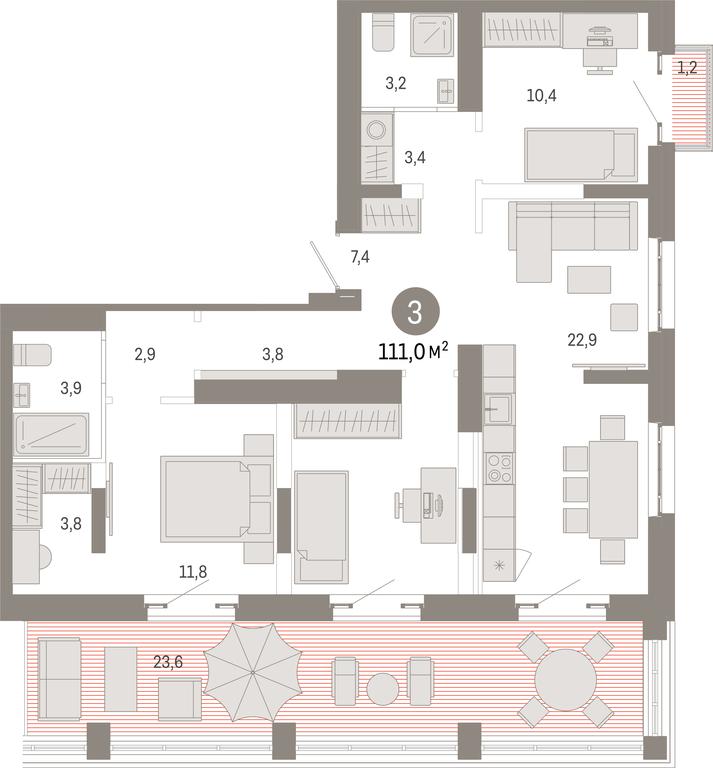 3-BD Apartment Sale, 111平方米 at Kvartal Metronom, Tagilskaya Street, Moscow, Russia #1